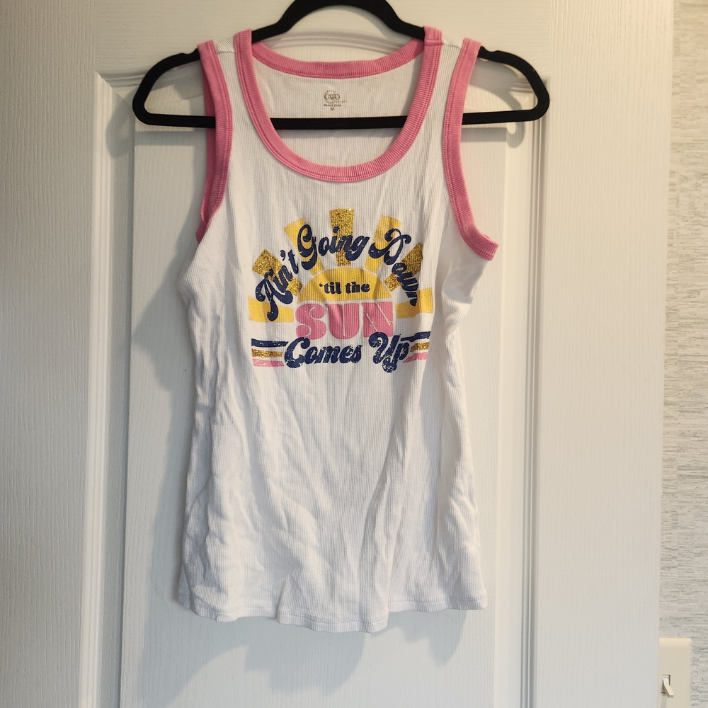 Cato Pink and White Tank Top Casual Summer Style Size M Euc